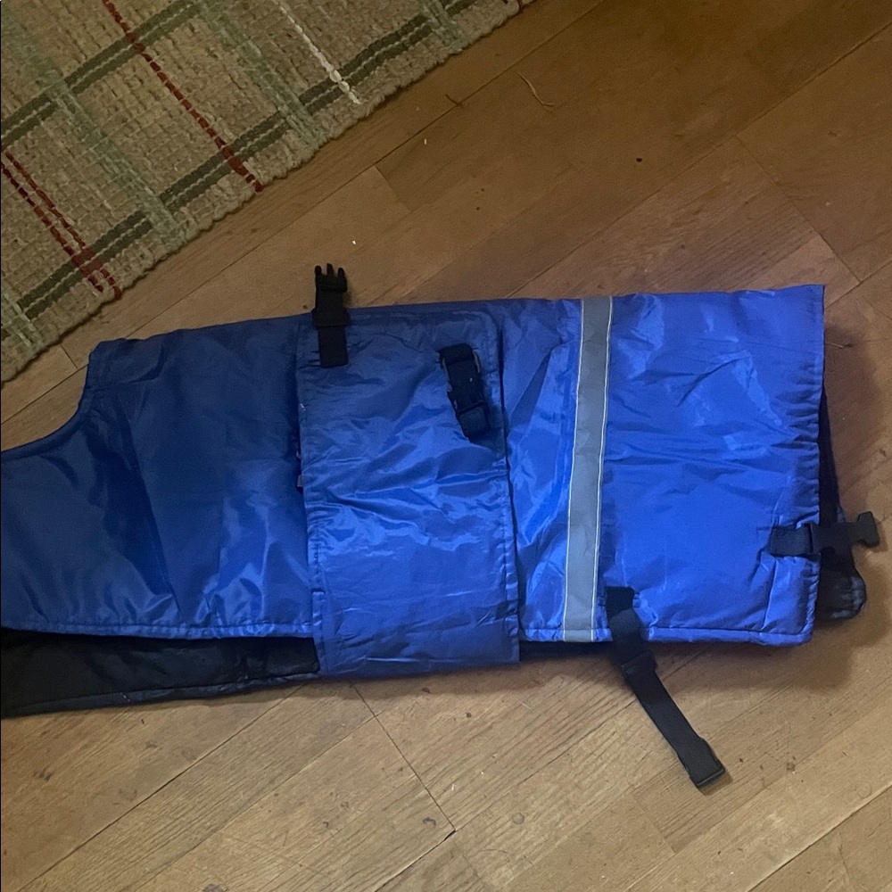 Blue Reflective Dog Coat with Straps